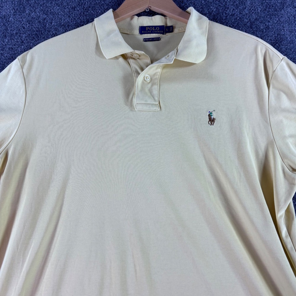 Polo Ralph Lauren‎ Polo Shirt Mens L Yellow Pima Soft Touch Short Sleeve Pony